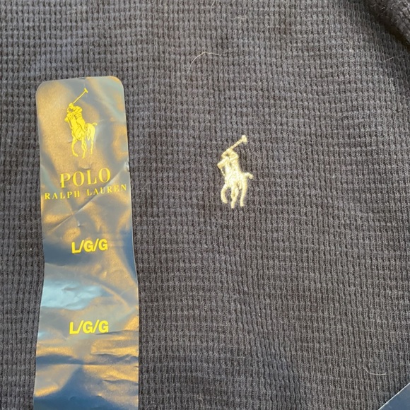 NWT Polo Ralph Lauren Navy Long Sleeve Waffle Top - Picture 2 of 5